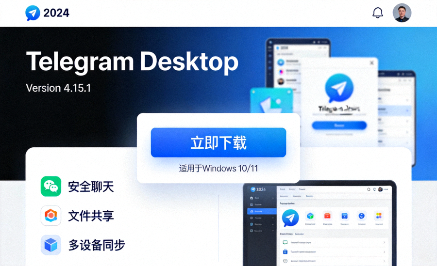 2024年Telegram Desktop官方网站下载页面截图，突出显示下载按钮