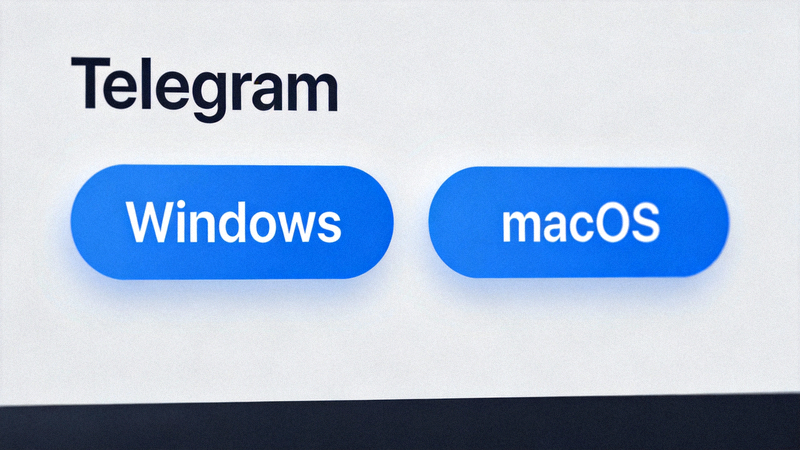 Telegram 官网下载页面版本选择区域截图，显示Windows和macOS选项