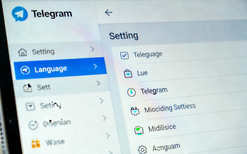 Telegram设置窗口截图，左侧边栏中‘Language’选项被高亮显示