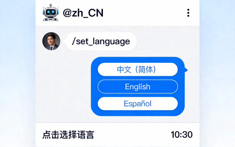 通过@zh_CN机器人更改Telegram语言的步骤界面截图