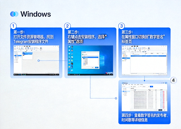 Windows系统下查看Telegram安装程序数字签名属性的详细步骤截图
